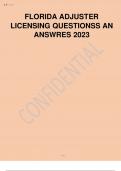 FLORIDA ADJUSTER LICENSING QUESTIONSS AN ANSWRES 2023.