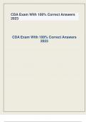 CDA Exam With 100% Correct Answers 2023-2024 questions and answers GRADED A 