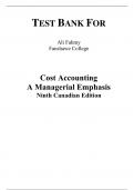 Test Bank For Horngren's Cost Accounting A Managerial Emphasis, Canadian Edition, 9th edition Srikant M. Datar, Madhav V. Rajan, Louis Beaubien, Steve Janz