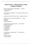 Pharm FINAL &vert; 1045 Questions &vert; With Complete Solutions