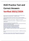 HUD Practice Test and Correct Answers Verified 2024
