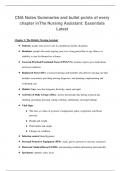 CNA Notes Summaries and bullet points of every chapter in The Nursing Assistant: Essentials Latest