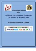 Solutions For Behavioral Economics 1st Edition by Brandon Lehr