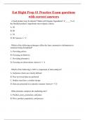 Eat Right Prep #1 Practice Exam questions with correct answers
