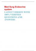 Med Surg Endocrine system LATEST VERSION WITH 100% VERIFIED QUESTIONS AND ANSWERS