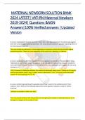  MATERNAL NEWBORN SOLUTION BANK 2024 LATEST| VATI RN Maternal Newborn 2019-2024| Questions &NGN Answers|100% Verified answers |Updated Version