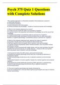 Psych 375 Quiz 1 Questions with Complete Solutions 