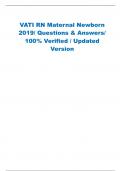 VATI RN Maternal Newborn  2019/ Questions & Answers/  100% Verified / Updated  Version