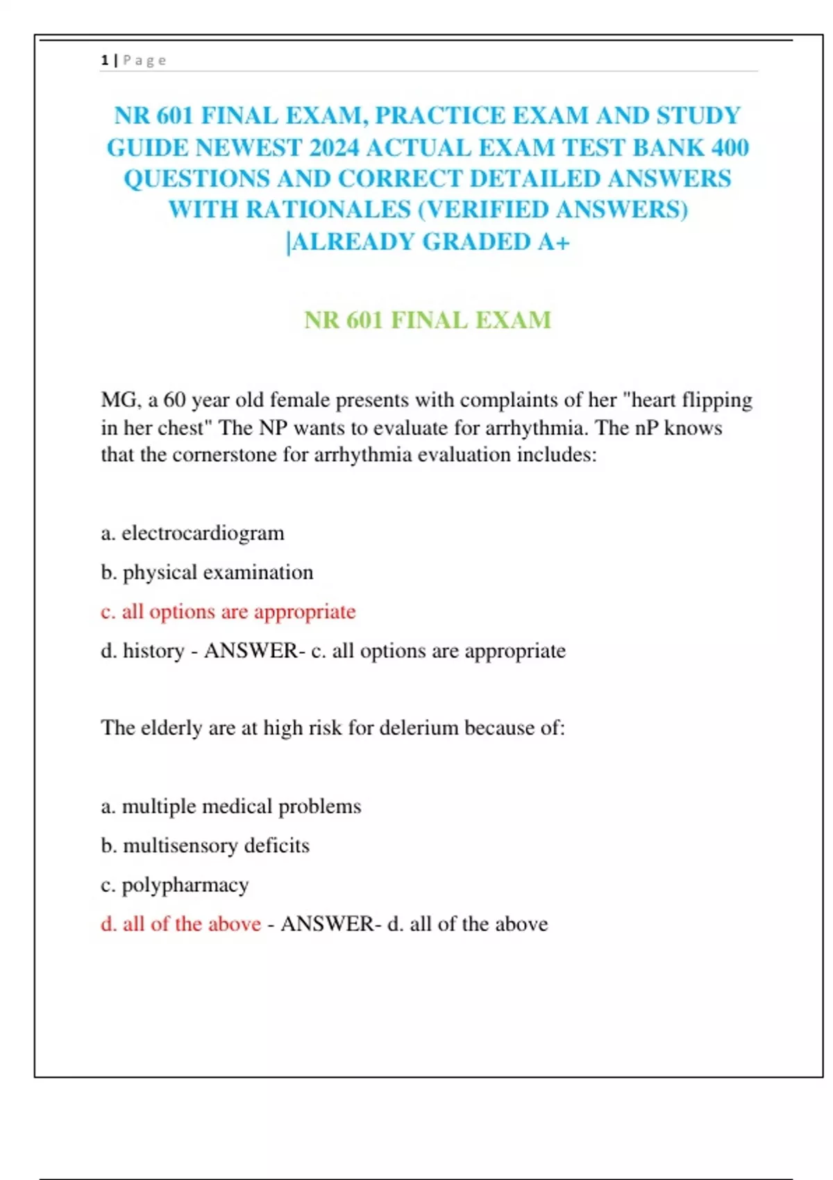 NR 601 FINAL EXAM, PRACTICE EXAM AND STUDY GUIDE NEWEST 2024 ACTUAL ...