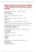National Physical Therapy Exam &lpar;NPTE&rpar;   100&percnt; verified correct answers &vert; Latest 2024&sol;25