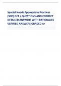 Special Needs Appropriate Practices  &lpar;SNP&rpar; DCF &sol; QUESTIONS AND CORRECT  DETAILED ANSWERS WITH RATIONALES  VERIFIED ANSWERS GRADED A&plus;