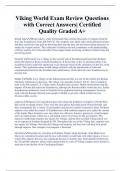 Viking World Exam Review Questions  with Correct Answers| Certified  Quality Graded A+