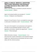 AMCA CLINICAL MEDICAL ASSISTING TEST Exam Questions and Answers &lpar;verified Answers&rpar; New 2024 &lpar;140 Questions&rpar;