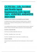 CA PSI Site - Life, Accident and Health Agent Examination (Life Agent) 100% VERIFIED ANSWERS  2024/2025