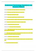 Anatomical Terminology Questions and Answers Rated A