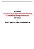 Test Bank for Leadership Roles and Management Functions in Nursing Theory and Application 9th Edition by Bessie L. Marquis, Carol Jorgensen Huston |All Chapters,  2024|