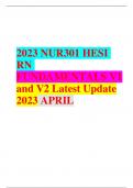 2023 NUR301 HESI  RN FUNDAMENTALS V1 and V2 Latest Update 2023 APRIL