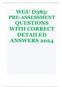 WGU D385 PRE-ASSESSMENT QUESTIONS WITH CORRECT DETAILED ANSWERS 2024