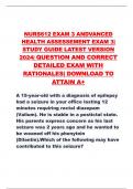 NURS612 EXAM 3 ANDVANCED HEALTH ASSESSEMENT EXAM 3&vert; STUDY GUIDE LATEST VERSION 2024&vert; QUESTION AND CORRECT DETAILED EXAM WITH RATIONALES&vert; DOWNLOAD TO ATTAIN A&plus;
