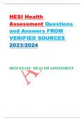 HESI Health  Assessment Questions  and Answers FROM  VERIFIED SOURCES  2023/2024