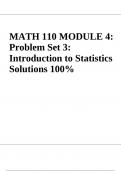 MATH 110 MODULE 4: Problem Set 3: Introduction to Statistics Solutions 100%