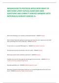 MASSACHUSETTS PESTICIDE APPLICATOR RIGHT OF  WAY EXAM LATEST ACTUAL EXAM 2023-2024  QUESTIONS AND CORRECT VERIFIED ANSWERS WITH RATIONALES&vert;ALREADY GRADED A&plus; 