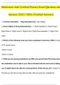 Medication Aide Certified Practice Exam Questions and Answers 2023 / 2024 Verified Answers