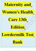 Test Bank For Maternity and Women's Health Care 13th Edition Lowdermilk Chapter 1-37 |  Newest Version 2024