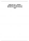 ENGR 244 Lab 1 - BRINELL HARDNESS TEST Mechanics of Materials &lpar;Concordia University&rpar; 2024