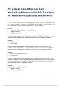 ATI Dosage Calculation and Safe Medication Administration 3.0 - Parenteral (IV) Medications questions and answers