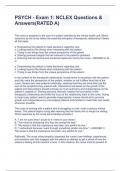 PSYCH - Exam 1&colon; NCLEX Questions & Answers&lpar;RATED A&rpar;