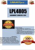 LPL4805 Assignment 1 &lpar;COMPLETE ANSWERS&rpar; Semester 1 2024