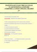 MAINTENANCE ELECTRICIAN EXAM  &num;1 &vert; QUESTIONS & ANSWERS  &lpar;VERIFIED&rpar; &vert; LATEST UPDATE &vert; GRADED  A&plus;
