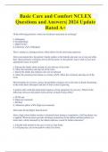 NCLEX Basic Care and Comfort Bundled Exams with Complete Solutions 2024&period;&period;&period; Grade A&plus;