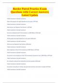 Border Patrol Practice Exam Questions with Correct Answers&vert;  Latest Update 