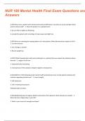 NUR 180 Mental Health Final Exam Questions and Answers 