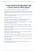 Crypto Final Exam Questions with  Correct Answers 100&percnt; Solved 