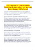 Entry-Level CBP Officer Logical  Reasoning Test Questions and Answers Latest Update 100&percnt; Solved 