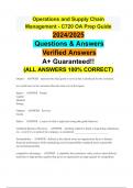 Operations and Supply Chain Management - C720 OA Prep Guide 2024/2025 Questions & Answers Verified Answers A+ Guaranteed!! (ALL ANSWERS 100% CORRECT)