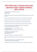 FIN 4110 Exam 1 Clemson University Questions with Complete Solution&vert;  100&percnt; Solved 