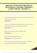 OREGON TATTOO TEST PREP EXAM &vert;  QUESTIONS & ANSWERS &lpar;VERIFIED&rpar; &vert;  LATEST UPDATE &vert; GRADED A&plus;