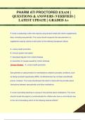 PHARM ATI PROCTORED EXAM &vert;  QUESTIONS & ANSWERS &lpar;VERIFIED&rpar; &vert;  LATEST UPDATE &vert; GRADED A&plus;
