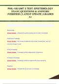 PHIL-100 UNIT 3 TEST&colon; EPISTEMOLOGY EXAM &vert; QUESTIONS & ANSWERS  &lpar;VERIFIED&rpar; &vert; LATEST UPDATE &vert; GRADED  A&plus;