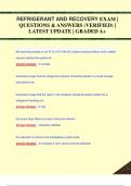 REFRIGERANT AND RECOVERY EXAM &vert;  QUESTIONS & ANSWERS &lpar;VERIFIED&rpar; &vert;  LATEST UPDATE &vert; GRADED A&plus;
