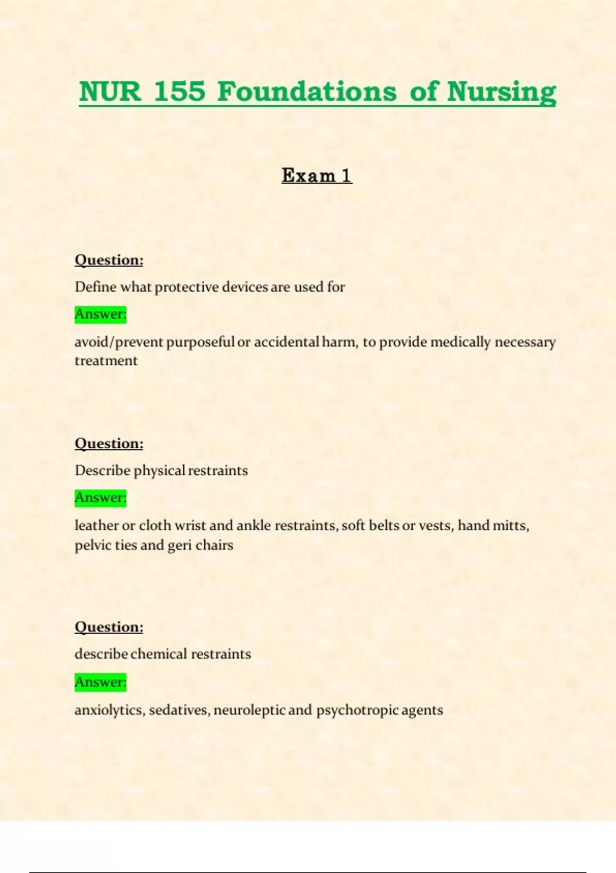 NUR155 / NUR 155 Exam 1 (Latest 2024 / 2025): Foundations of Nursing ...