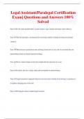 Legal Assistant&sol;Paralegal Certification  Exam&vert; Questions and Answers 100&percnt;  Solved