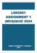 LSK2601 ASSIGNMENT 1 (MCQ)QUIZ 2024