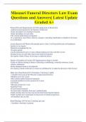 Missouri Funeral Directors Law Exam Questions and Answers&vert; Latest Update  Graded A&plus; 