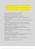 Nationally Registered Certified Medical Assistant Practice Test Exam Questions And Answers With 100&percnt; Correct Answers