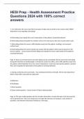 HESI Prep - Health Assessment Practice Questions 2024 with 100&percnt; correct answers